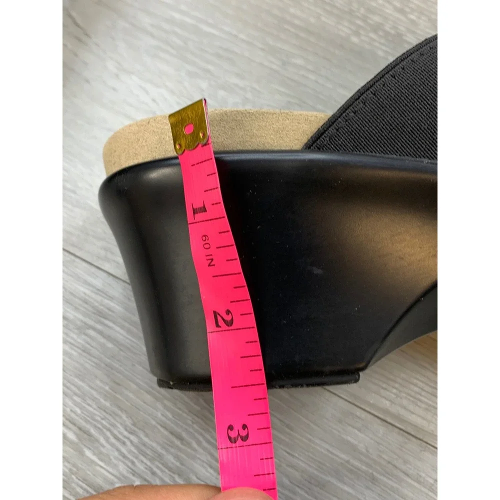 Umberto Raffini Nolce Black Elastic Crisscross Wedge Sandals Slides Women's 9.5